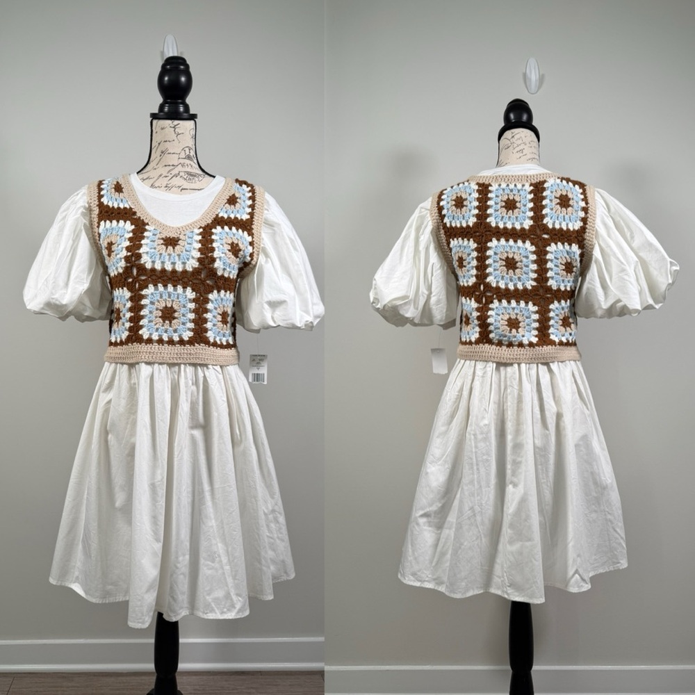 Women’s New En Saison Evie Mixed Media Mini Dress Size M MSRP $160 - Picture 3 of 9
